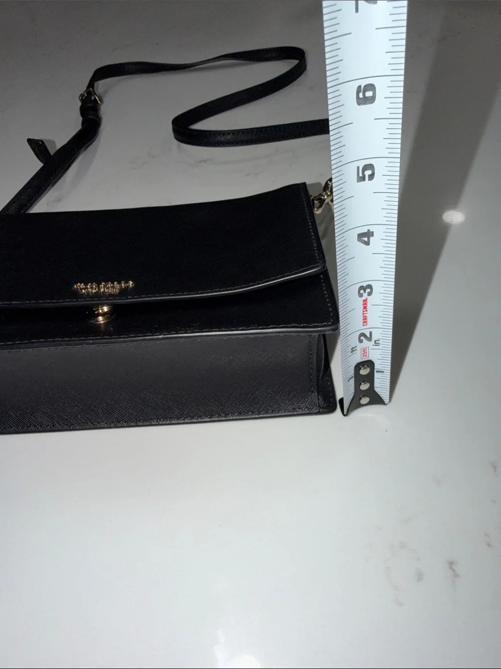kate spade Black Saffiano Crossbody Bag or over the shoulder Gold Chain
